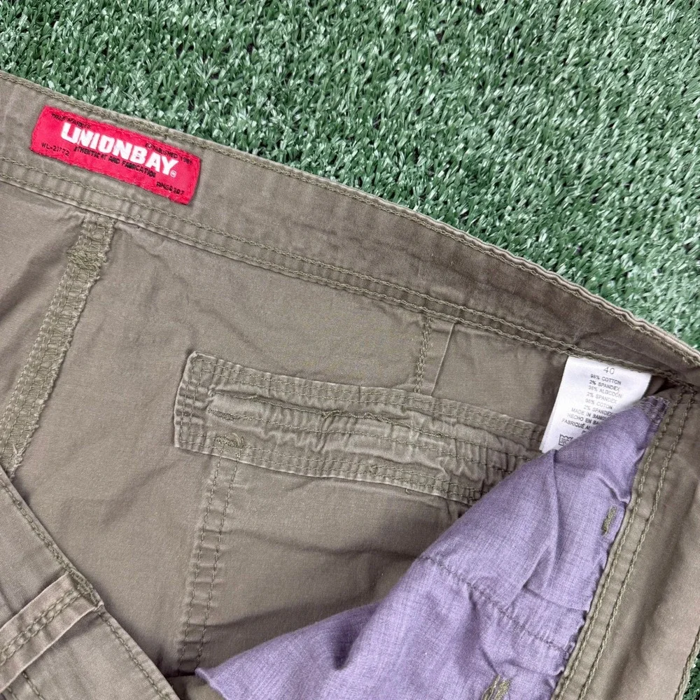 Unionbay Mens Cargo Shorts Khaki Tan Size 40 Cotton Spandex Stretch Utility